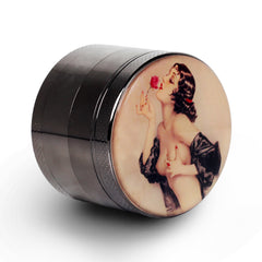 Pin Up Girl Grinder Titanium Premium Herb Grinder 2.2" Wide, gun-black