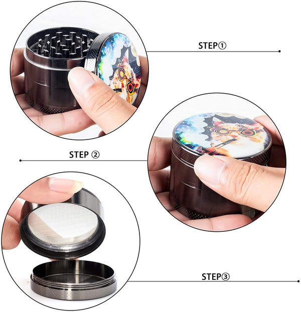 Trippy Cat Flower Spice Grinder,Large 4 Piece 2