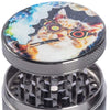 Trippy Cat Flower Spice Grinder,Large 4 Piece 2"inch Grinders Silver
