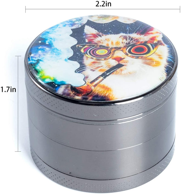 Trippy Cat Flower Spice Grinder,Large 4 Piece 2