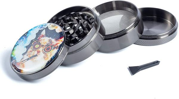 Trippy Cat Flower Spice Grinder,Large 4 Piece 2
