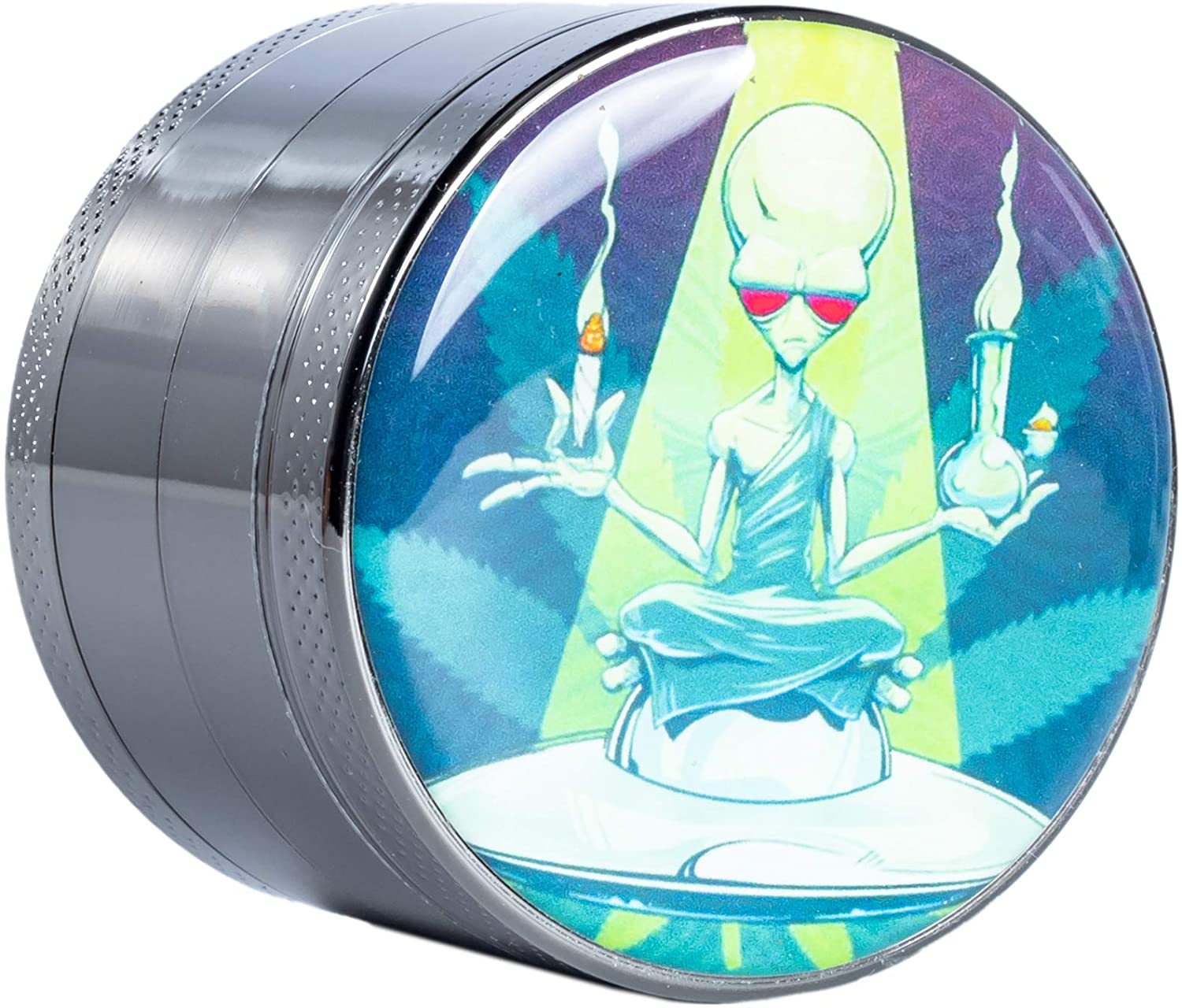 Alien Flower Spice Grinder,Large 4 Piece 2.2in Grinders Silver