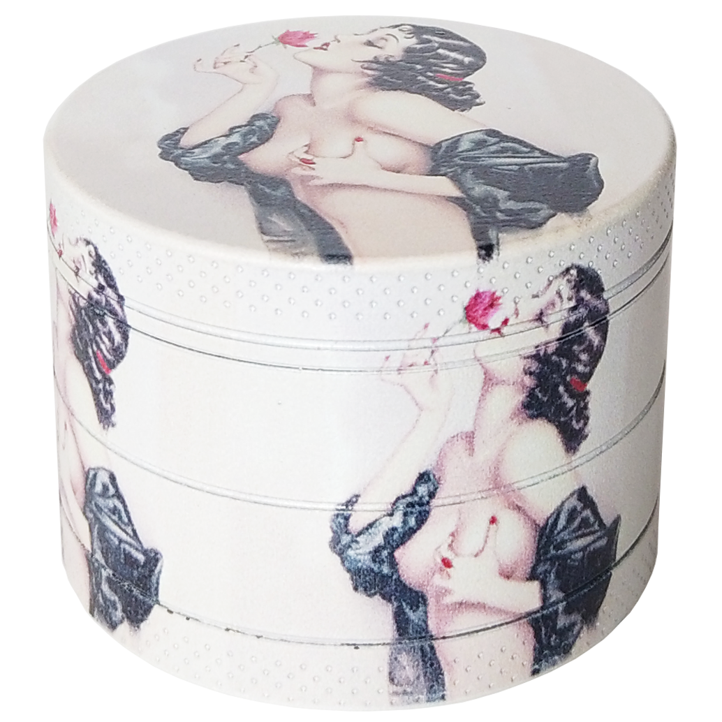 Herb Grinder  Weed Grinder with Unique Printing 2.2" Wide, Black